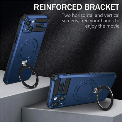 For iPhone 15 Case Compatible with MagSafe PC+TPU Phone Cover Build-in Kickstand