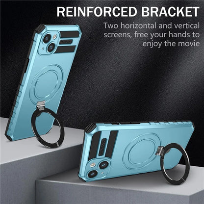 For iPhone 15 Case Compatible with MagSafe PC+TPU Phone Cover Build-in Kickstand