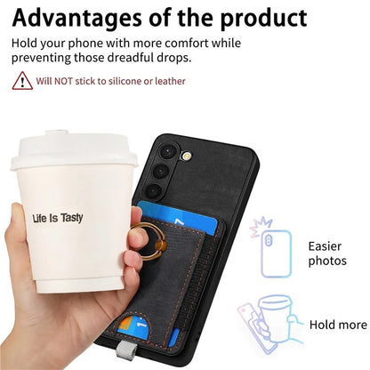 D7 For Samsung Galaxy S23 Case Detachable 2-in-1 Card Holder Leather Back Cover