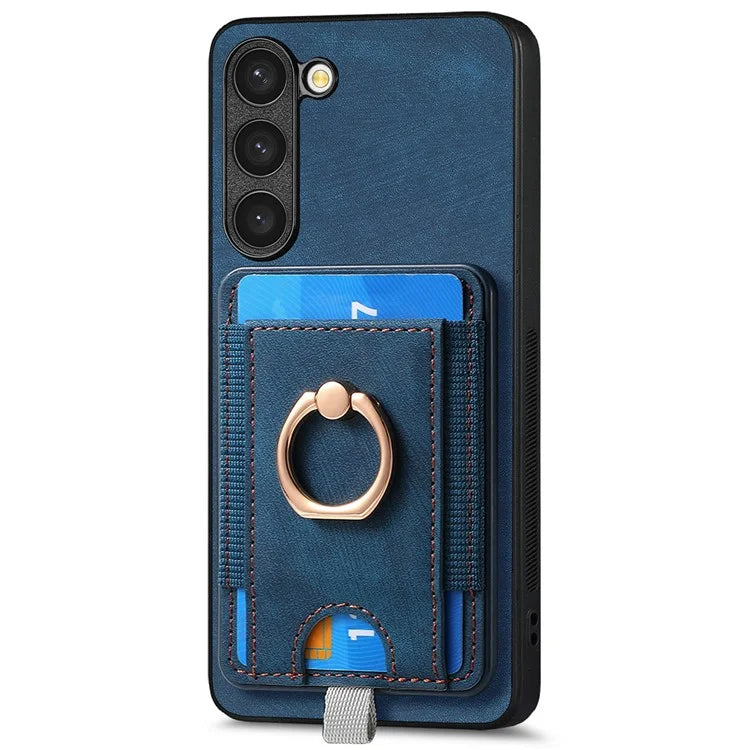 D7 For Samsung Galaxy S23+ Case Detachable Card Slot Magnetic Phone Cover with Kickstand