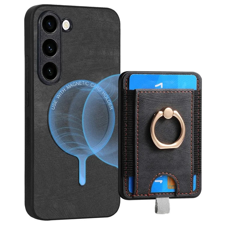 D7 For Samsung Galaxy S23+ Case Detachable Card Slot Magnetic Phone Cover with Kickstand