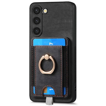 D7 For Samsung Galaxy S23+ Case Detachable Card Slot Magnetic Phone Cover with Kickstand