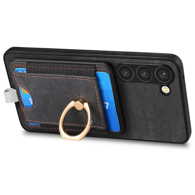 D7 For Samsung Galaxy S23+ Case Detachable Card Slot Magnetic Phone Cover with Kickstand