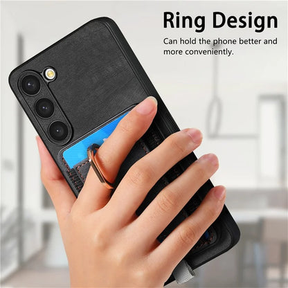 D7 For Samsung Galaxy S23+ Case Detachable Card Slot Magnetic Phone Cover with Kickstand