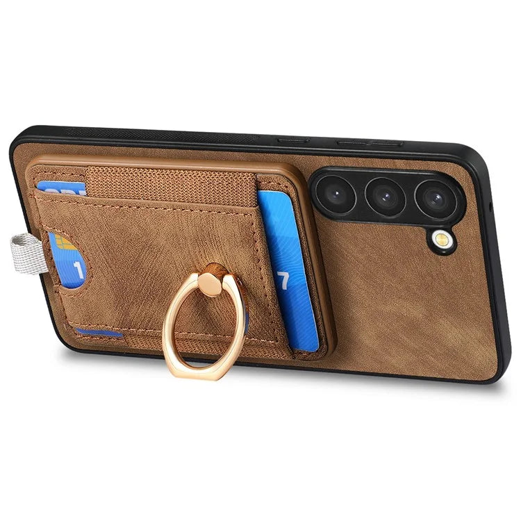 D7 For Samsung Galaxy S23+ Case Detachable Card Slot Magnetic Phone Cover with Kickstand