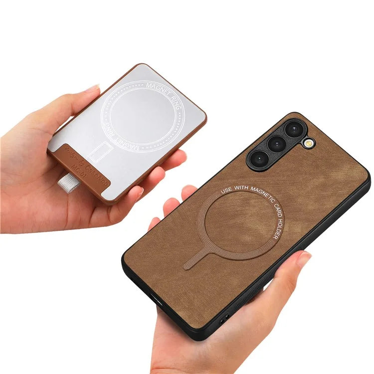 D7 For Samsung Galaxy S23+ Case Detachable Card Slot Magnetic Phone Cover with Kickstand