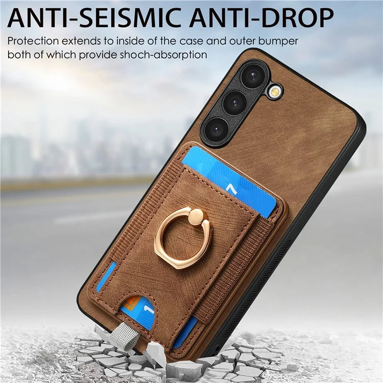 D7 For Samsung Galaxy S23+ Case Detachable Card Slot Magnetic Phone Cover with Kickstand