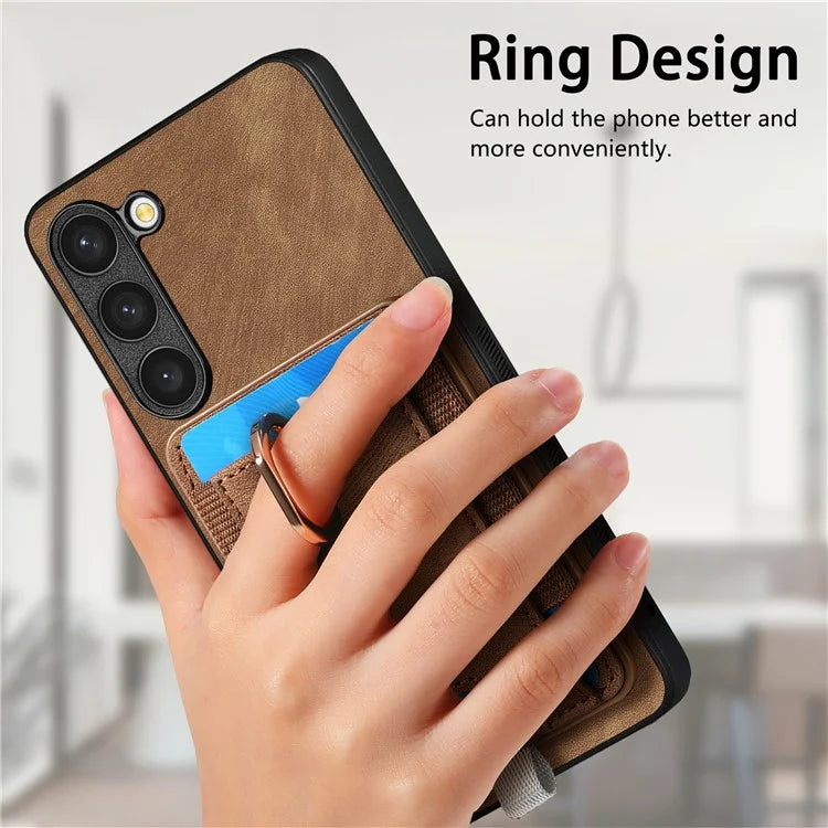 D7 For Samsung Galaxy S23+ Case Detachable Card Slot Magnetic Phone Cover with Kickstand