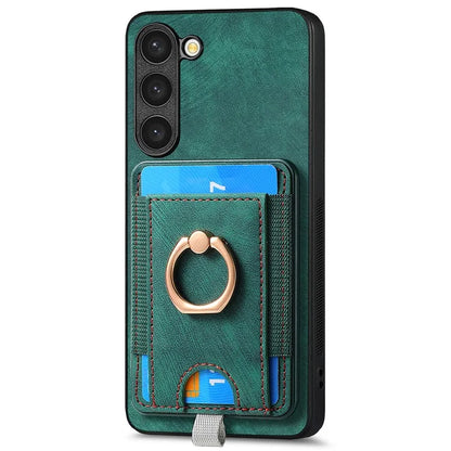 D7 For Samsung Galaxy S23+ Case Detachable Card Slot Magnetic Phone Cover with Kickstand
