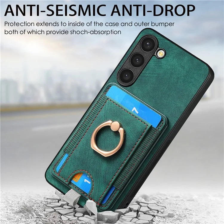 D7 For Samsung Galaxy S23+ Case Detachable Card Slot Magnetic Phone Cover with Kickstand