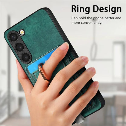 D7 For Samsung Galaxy S23+ Case Detachable Card Slot Magnetic Phone Cover with Kickstand