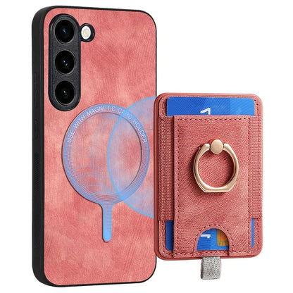 D7 For Samsung Galaxy S23+ Case Detachable Card Slot Magnetic Phone Cover with Kickstand