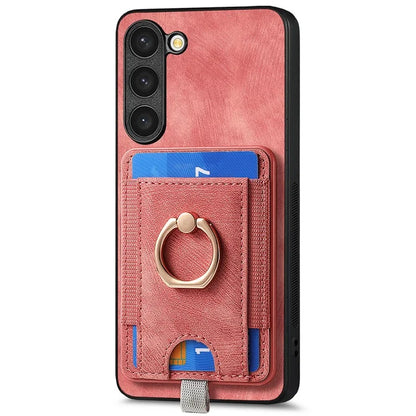 D7 For Samsung Galaxy S23+ Case Detachable Card Slot Magnetic Phone Cover with Kickstand