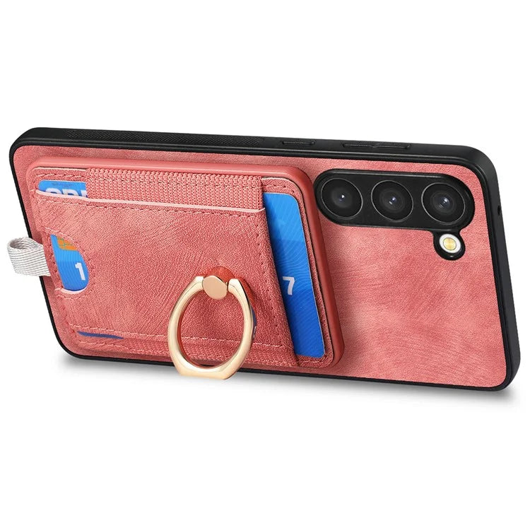 D7 For Samsung Galaxy S23+ Case Detachable Card Slot Magnetic Phone Cover with Kickstand