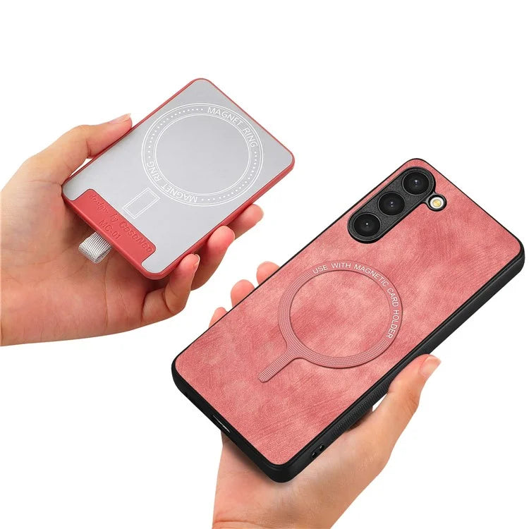 D7 For Samsung Galaxy S23+ Case Detachable Card Slot Magnetic Phone Cover with Kickstand