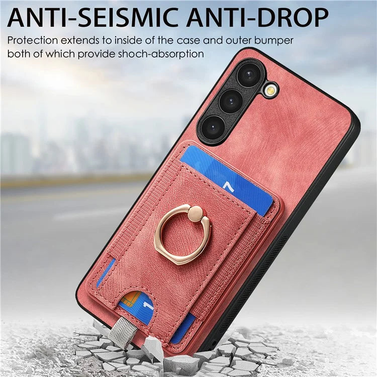 D7 For Samsung Galaxy S23+ Case Detachable Card Slot Magnetic Phone Cover with Kickstand