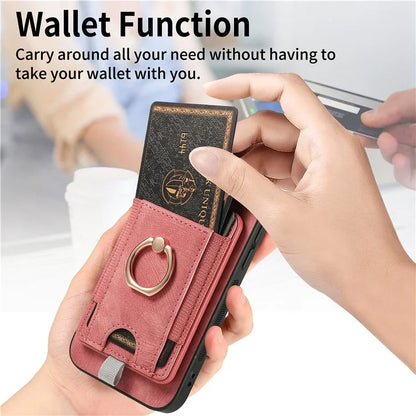 D7 For Samsung Galaxy S23+ Case Detachable Card Slot Magnetic Phone Cover with Kickstand