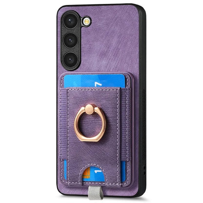 D7 For Samsung Galaxy S23+ Case Detachable Card Slot Magnetic Phone Cover with Kickstand