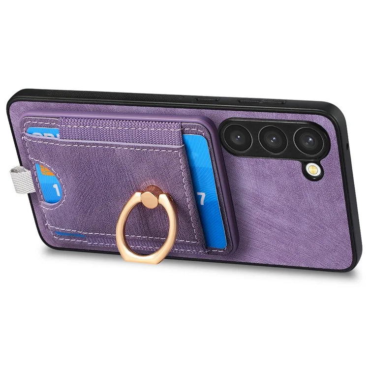 D7 For Samsung Galaxy S23+ Case Detachable Card Slot Magnetic Phone Cover with Kickstand