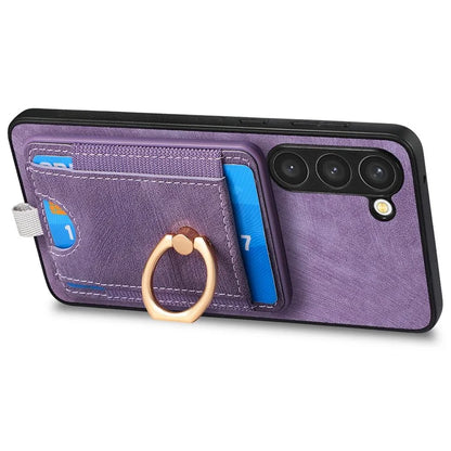 D7 For Samsung Galaxy S23+ Case Detachable Card Slot Magnetic Phone Cover with Kickstand