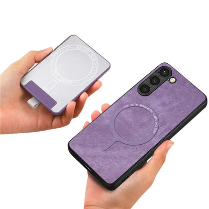 D7 For Samsung Galaxy S23+ Case Detachable Card Slot Magnetic Phone Cover with Kickstand