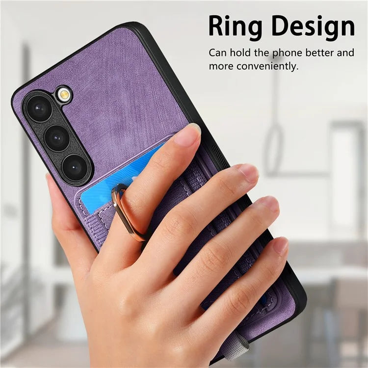 D7 For Samsung Galaxy S23+ Case Detachable Card Slot Magnetic Phone Cover with Kickstand