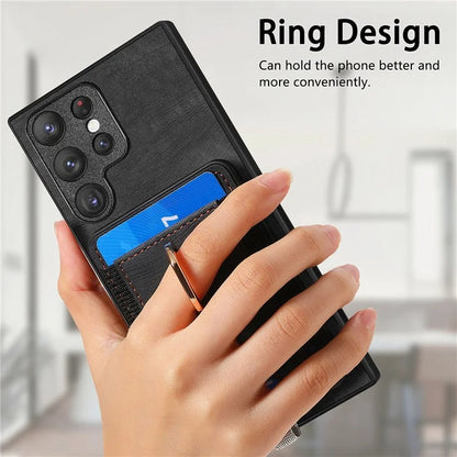 D7 For Samsung Galaxy S23 Ultra Case Magnetic Detachable 2-in-1 Card Holder Retro Phone Cover