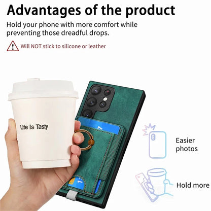 D7 For Samsung Galaxy S23 Ultra Case Magnetic Detachable 2-in-1 Card Holder Retro Phone Cover