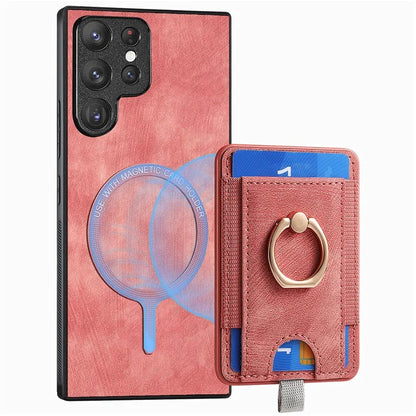 D7 For Samsung Galaxy S23 Ultra Case Magnetic Detachable 2-in-1 Card Holder Retro Phone Cover