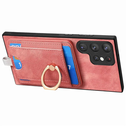 D7 For Samsung Galaxy S23 Ultra Case Magnetic Detachable 2-in-1 Card Holder Retro Phone Cover