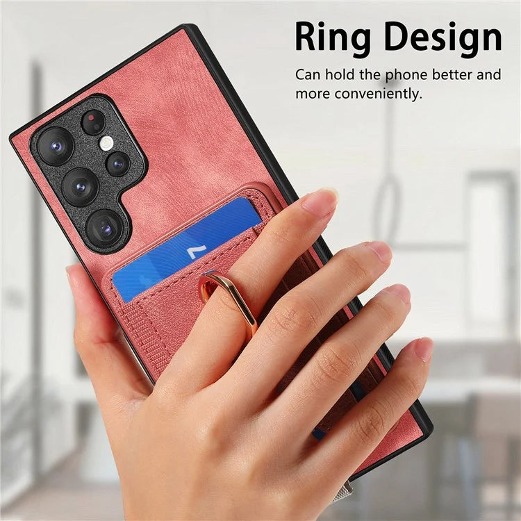 D7 For Samsung Galaxy S23 Ultra Case Magnetic Detachable 2-in-1 Card Holder Retro Phone Cover