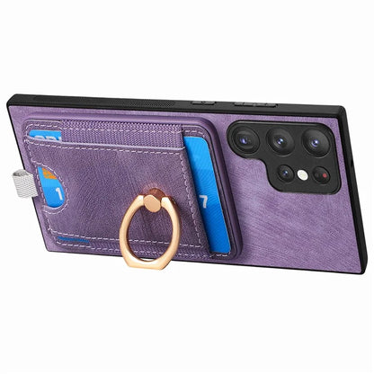 D7 For Samsung Galaxy S23 Ultra Case Magnetic Detachable 2-in-1 Card Holder Retro Phone Cover