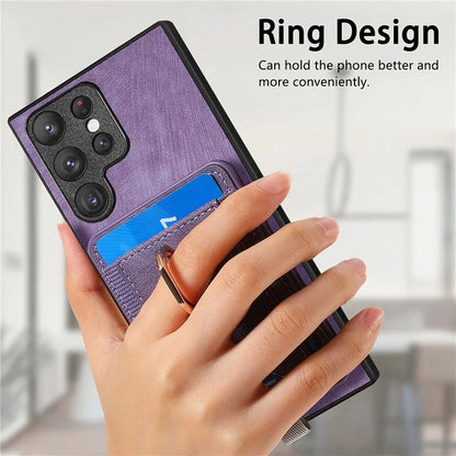 D7 For Samsung Galaxy S23 Ultra Case Magnetic Detachable 2-in-1 Card Holder Retro Phone Cover