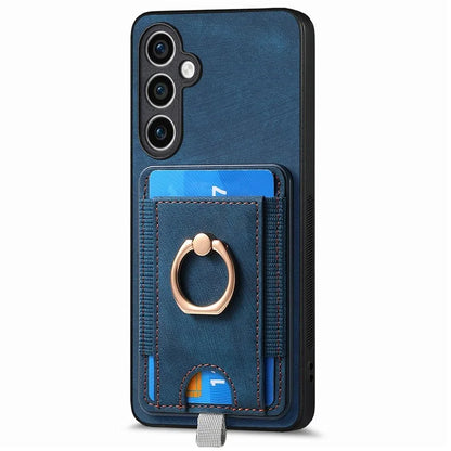 D7 For Samsung Galaxy S23 FE Case Leather+TPU Phone Cover with Kickstand Detachable Card Slot