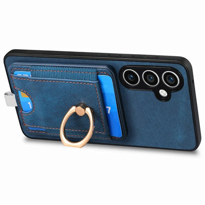 D7 For Samsung Galaxy S23 FE Case Leather+TPU Phone Cover with Kickstand Detachable Card Slot