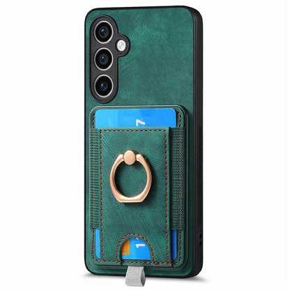 D7 For Samsung Galaxy S23 FE Case Leather+TPU Phone Cover with Kickstand Detachable Card Slot