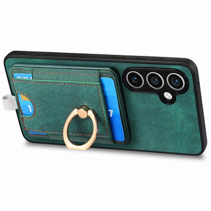 D7 For Samsung Galaxy S23 FE Case Leather+TPU Phone Cover with Kickstand Detachable Card Slot
