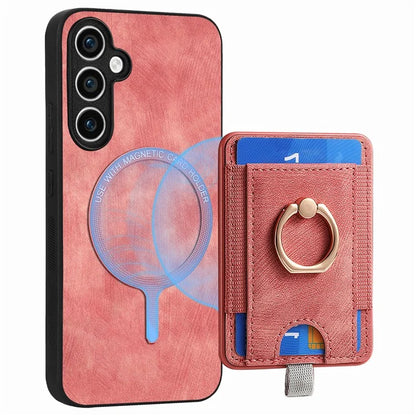 D7 For Samsung Galaxy S23 FE Case Leather+TPU Phone Cover with Kickstand Detachable Card Slot