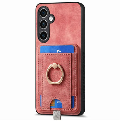 D7 For Samsung Galaxy S23 FE Case Leather+TPU Phone Cover with Kickstand Detachable Card Slot