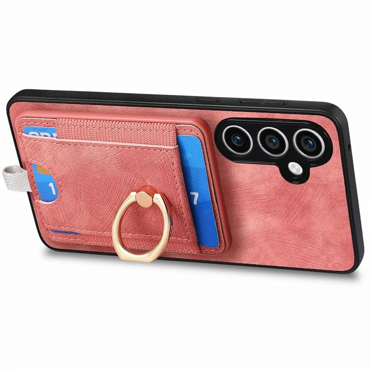 D7 For Samsung Galaxy S23 FE Case Leather+TPU Phone Cover with Kickstand Detachable Card Slot