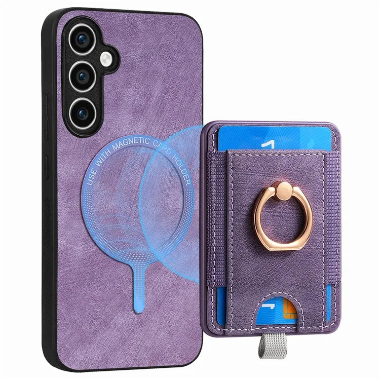D7 For Samsung Galaxy S23 FE Case Leather+TPU Phone Cover with Kickstand Detachable Card Slot