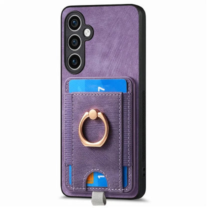D7 For Samsung Galaxy S23 FE Case Leather+TPU Phone Cover with Kickstand Detachable Card Slot