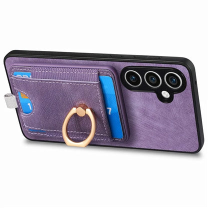 D7 For Samsung Galaxy S23 FE Case Leather+TPU Phone Cover with Kickstand Detachable Card Slot