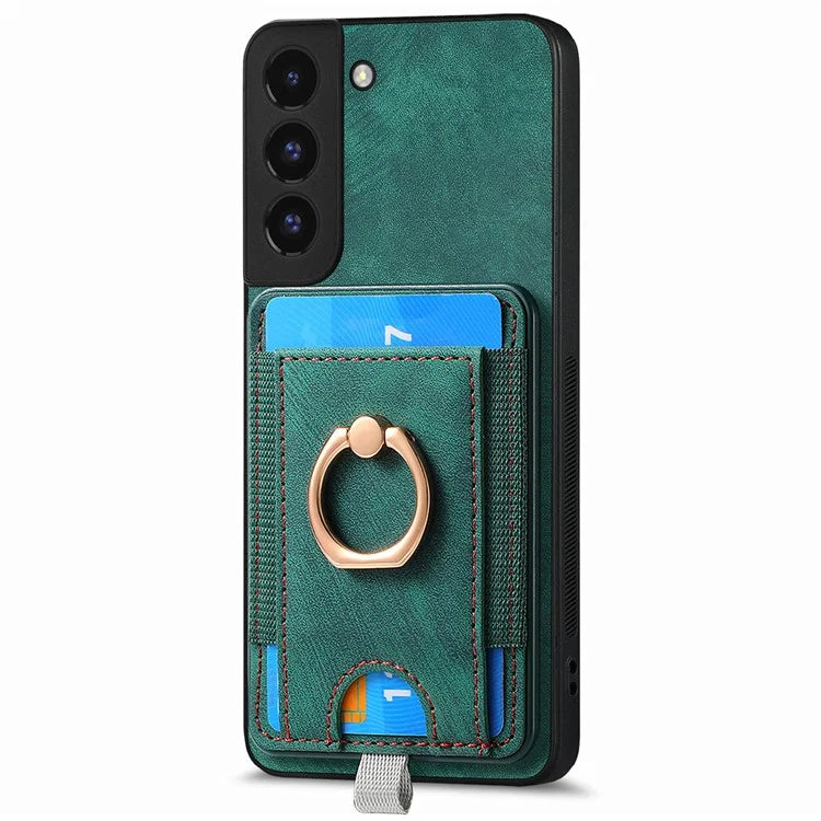D7 For Samsung Galaxy S22 5G Case Detachable Magnetic Card Slot Kickstand Phone Case