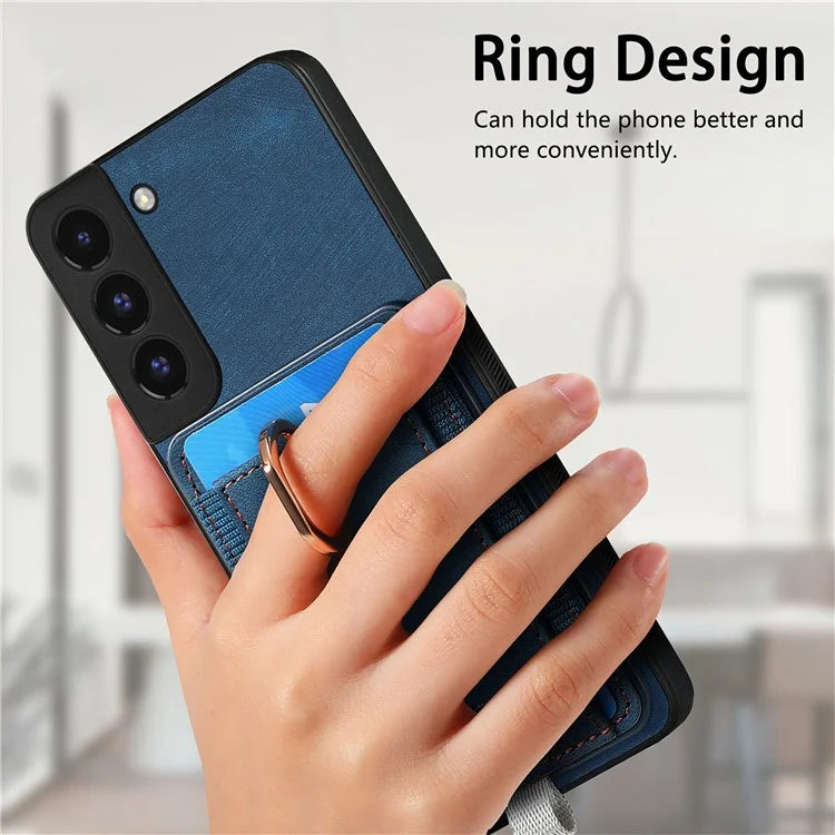 D7 For Samsung Galaxy S22 5G Case Detachable Magnetic Card Slot Kickstand Phone Case
