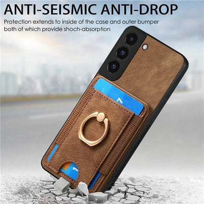 D7 For Samsung Galaxy S22 5G Case Detachable Magnetic Card Slot Kickstand Phone Case