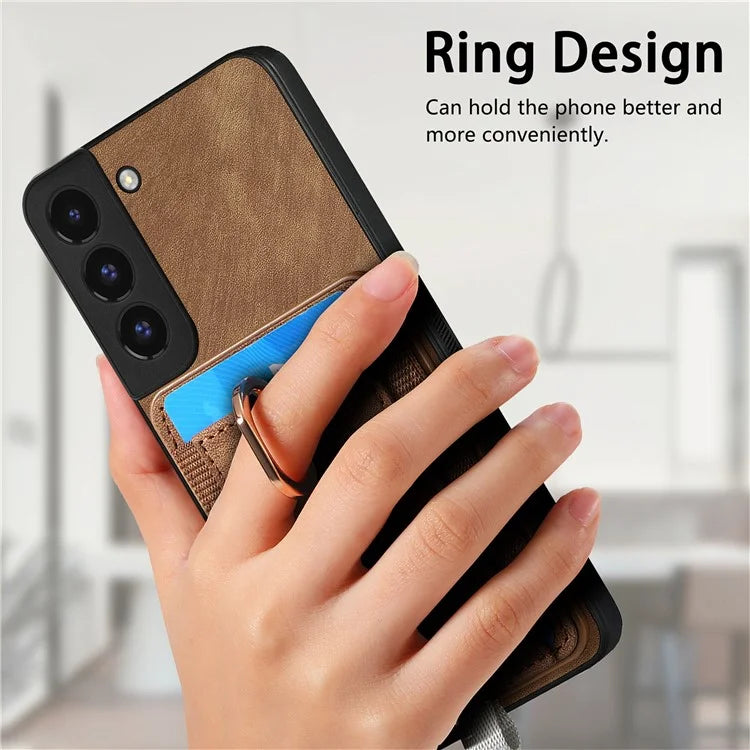 D7 For Samsung Galaxy S22 5G Case Detachable Magnetic Card Slot Kickstand Phone Case