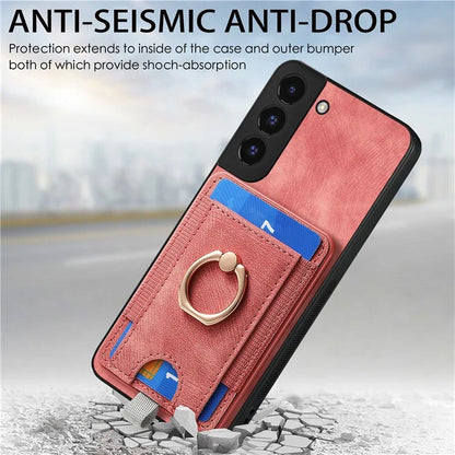 D7 For Samsung Galaxy S22 5G Case Detachable Magnetic Card Slot Kickstand Phone Case