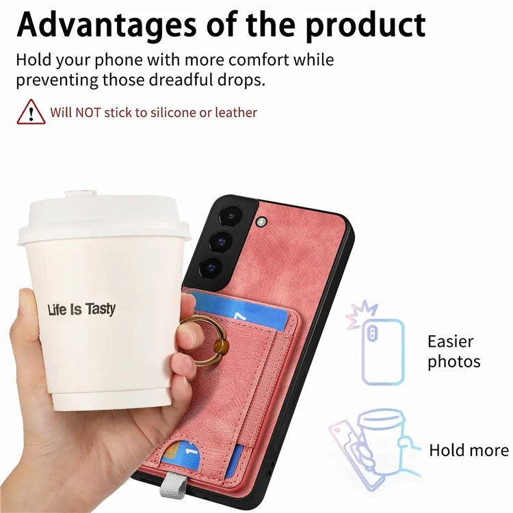 D7 For Samsung Galaxy S22 5G Case Detachable Magnetic Card Slot Kickstand Phone Case