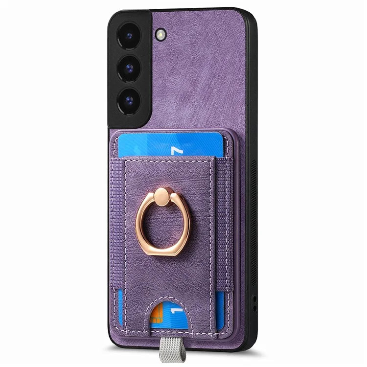 D7 For Samsung Galaxy S22 5G Case Detachable Magnetic Card Slot Kickstand Phone Case